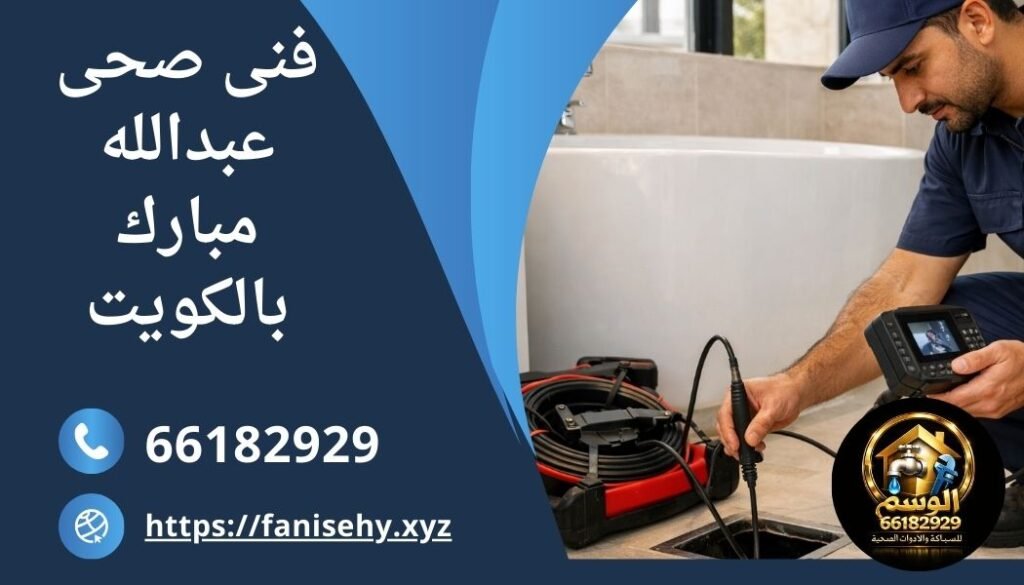 فني صحي عبدالله مبارك يفحص مشكلة تسليك المجاري باحترافية