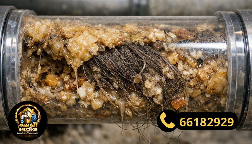 تراكم الدهون والشوائب في أنابيب منزل عبدالله المبارك – شركة تسليك مجاري