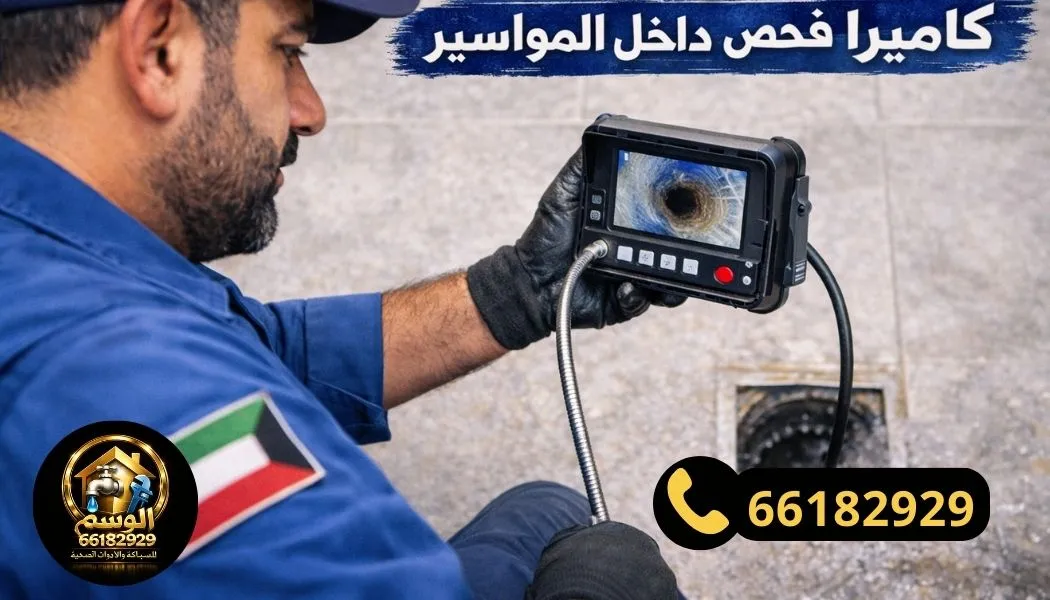 فني صحي عبدالله مبارك لفحص المجاري