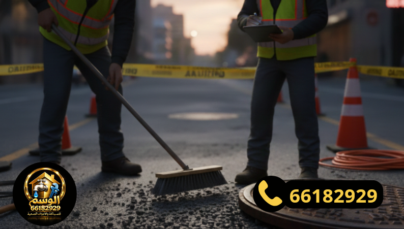 إزالة غطاء المنهول القديم وتنظيفه