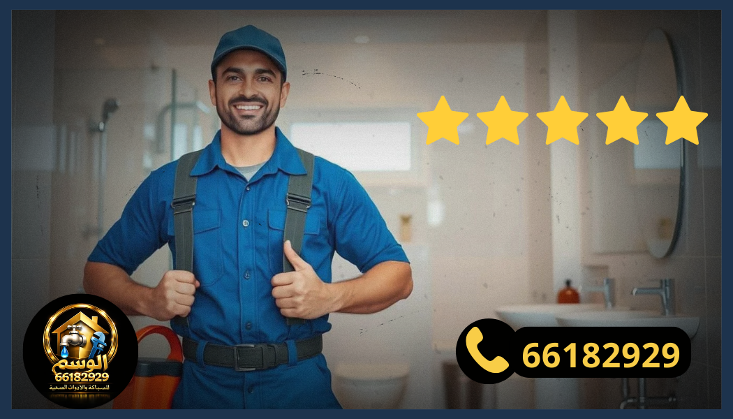 عميل يراجع تقييمات فني صحي سباك قبل التعاقد في الكويت