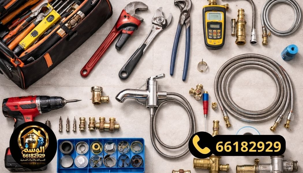 أدوات سباكة حديثة يستخدمها فني صحي محترف
