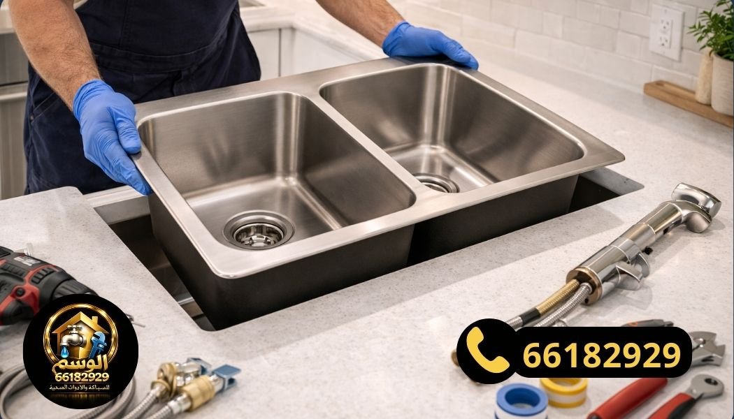 تركيب مغسلة مطبخ ستانلس أو جرانيت