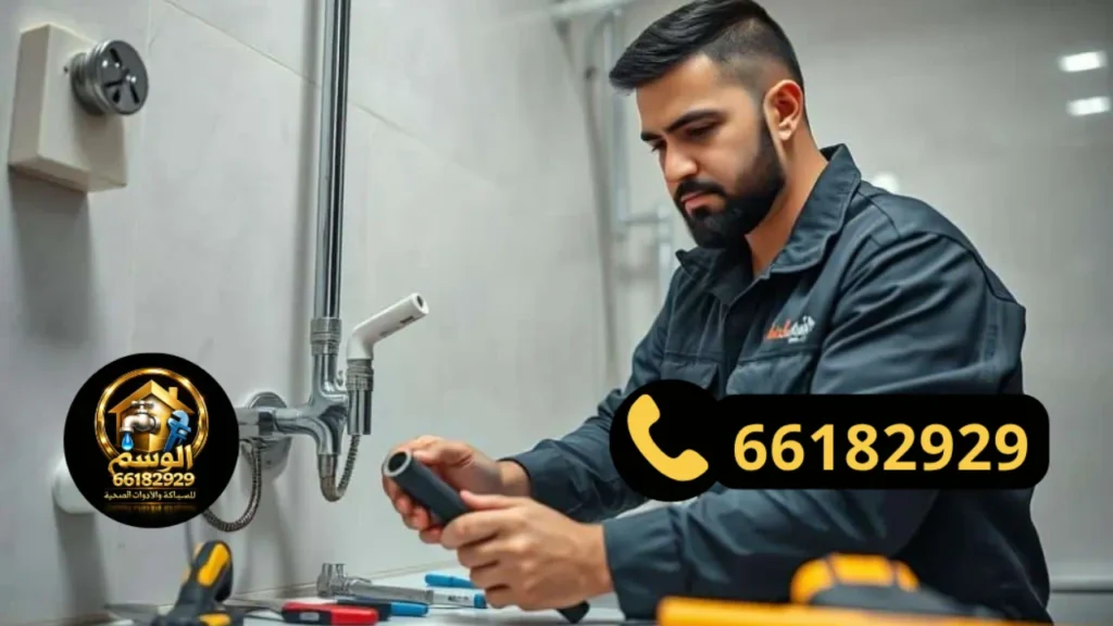 فني صحي جمعية السلام يقوم بإصلاح ضعف ضغط المياه داخل المنزل