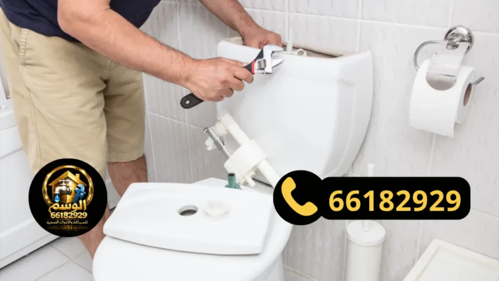 فنى صحى جمعية جنوب عبدالله مبارك يقوم بإصلاح تسريب مياه داخل منزل