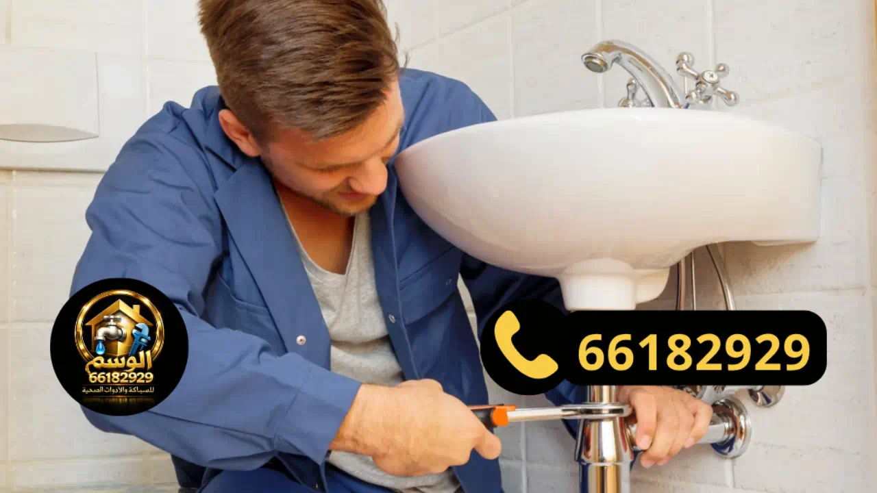 فنى صحى يقوم بتركيب مرحاض وخلاطات وشاور داخل حمام حديث