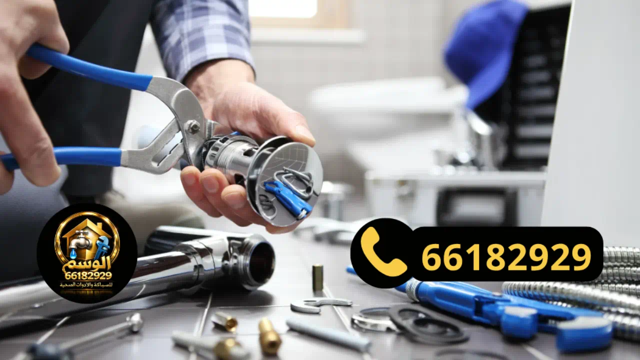 فني صحي الكويت يقوم بإصلاح مواسير المياه داخل منزل في الصباحية
