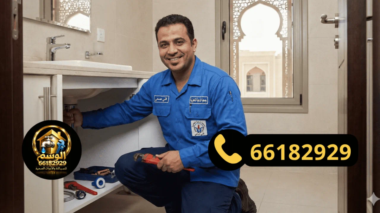 فني سباكة في الكويت يقوم بفحص تسريب المياه داخل الجدران